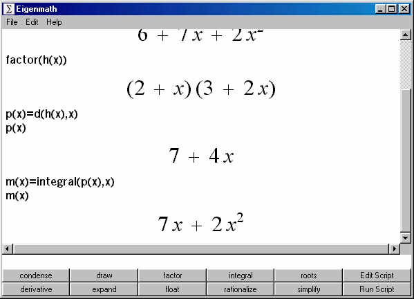eigenmath command reference